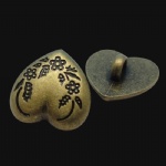 heart metal brass buttons